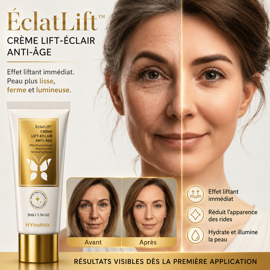 ÉclatLift™ Crème Lift-Éclair Anti-Âge | Réduit 96,7 % des rides et redonne une peau d’allure jeune en seulement 30 secondes!