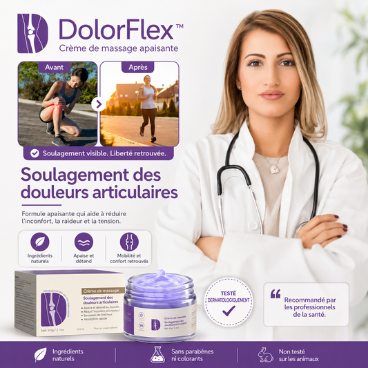 DolorFlex™ Crème articulaire | Élimine les douleurs articulaires jusqu'à 87 % en seulement 48 heures !