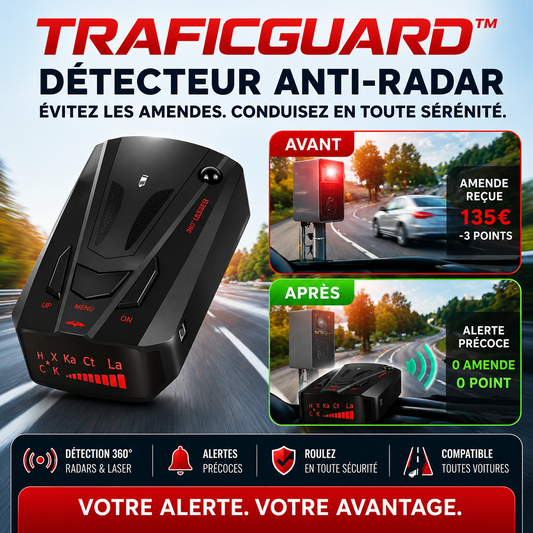 TraficGuard™ Détecteur Anti-Radar | Évitez les amendes et conduisez sereinement à chaque trajet !