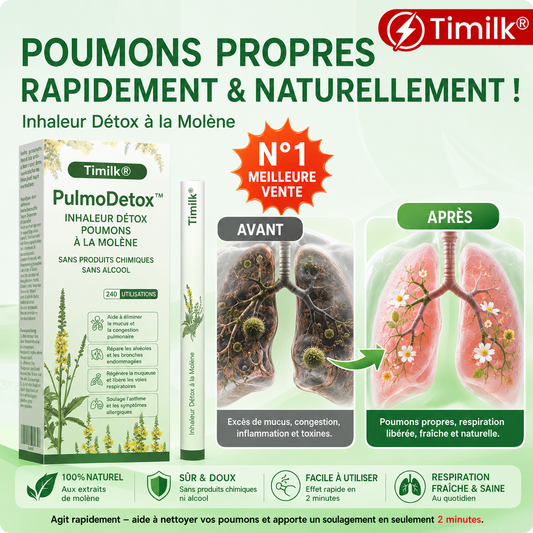 PulmoDetox™ Inhaleur Détox Poumons à la Molène | Évacuez toxines, mucus et pollution en 2 minutes !