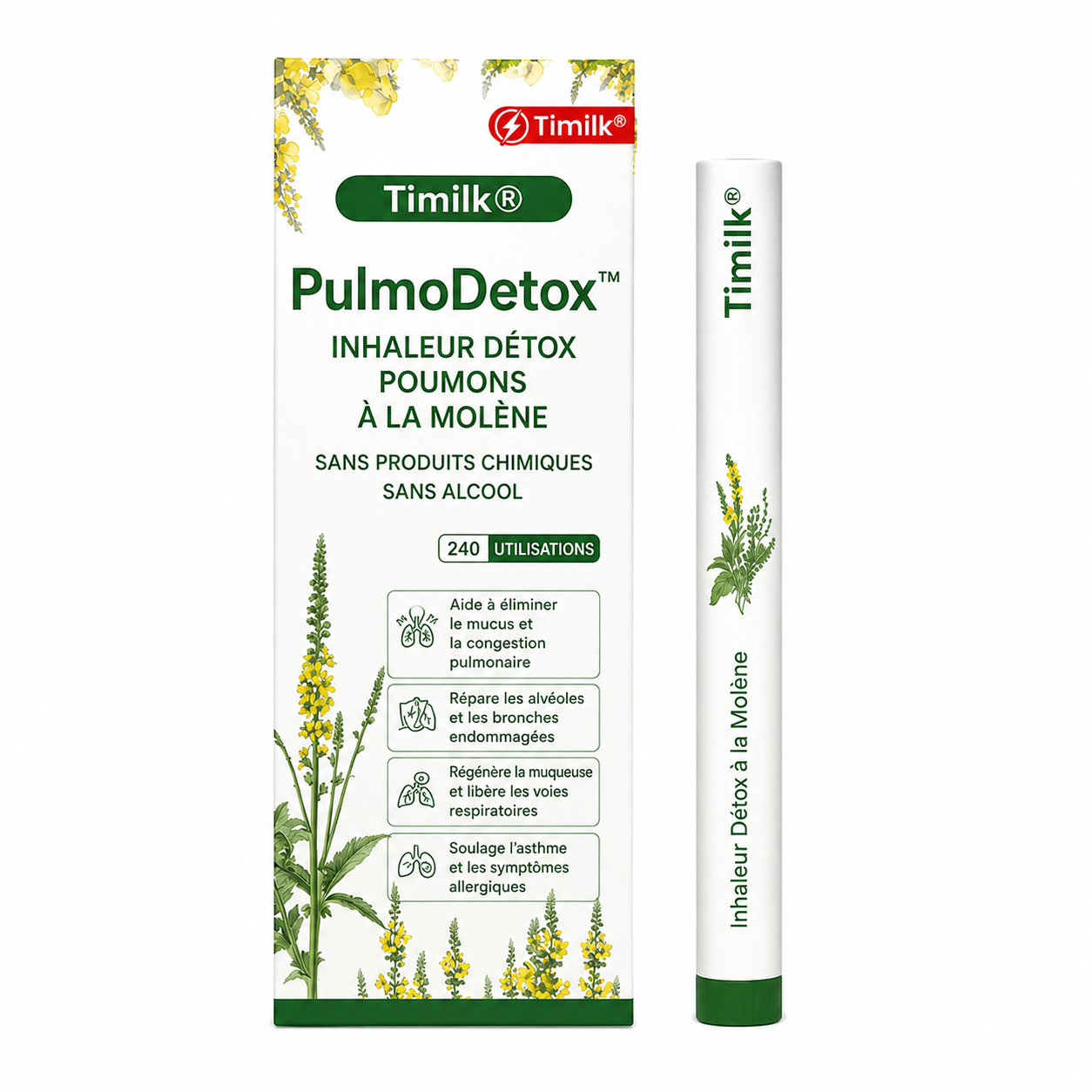 PulmoDetox™ Inhaleur Détox Poumons à la Molène | Évacuez toxines, mucus et pollution en 2 minutes !