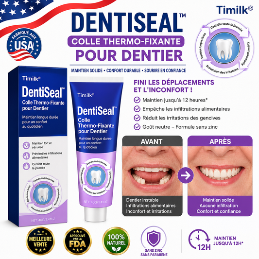 DentiSeal™ Colle Thermo-Fixante pour Dentier | Mangez, parlez et riez sans que votre dentier ne bouge pendant 96h !