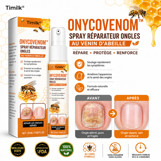 OnycoVenom™ Spray Réparateur Ongles au Venin d’Abeille | Éliminez mycose, jaunissement et ongles épais en 7 jours !