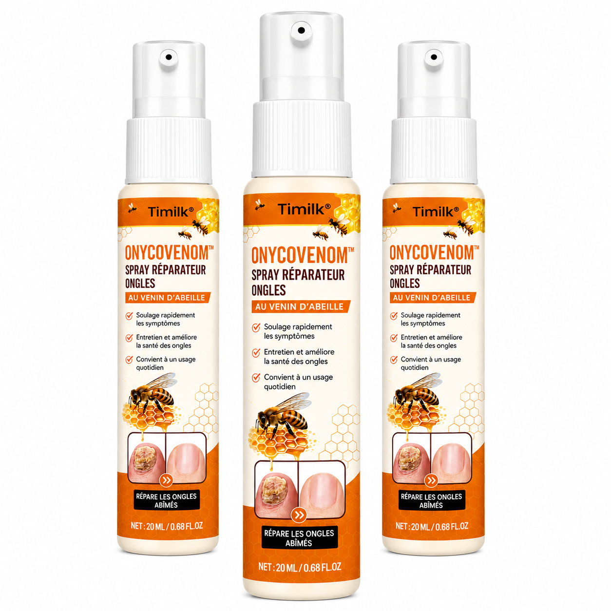 OnycoVenom™ Spray Réparateur Ongles au Venin d’Abeille | Éliminez mycose, jaunissement et ongles épais en 7 jours !