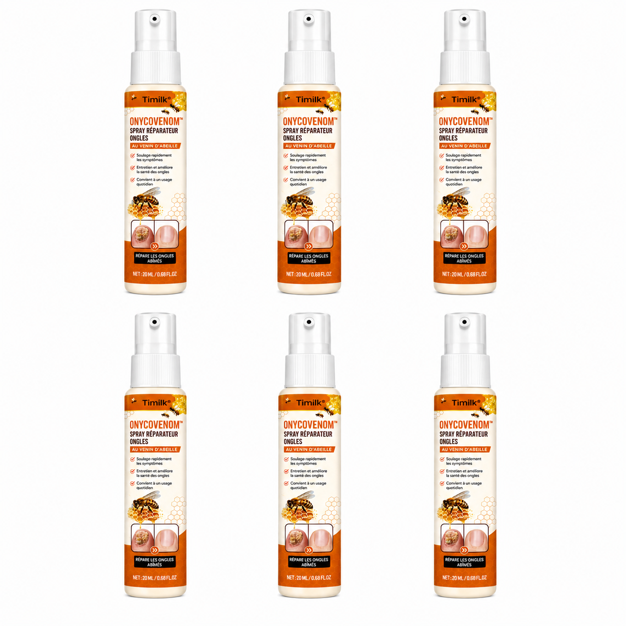 OnycoVenom™ Spray Réparateur Ongles au Venin d’Abeille | Éliminez mycose, jaunissement et ongles épais en 7 jours !