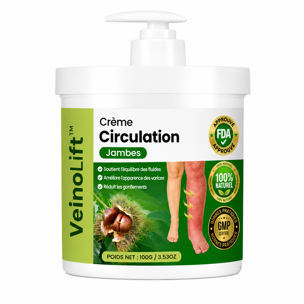 VeinoLift™ Crème Circulation Jambes | Dégonflez jambes lourdes, varices et chevilles en 48h !