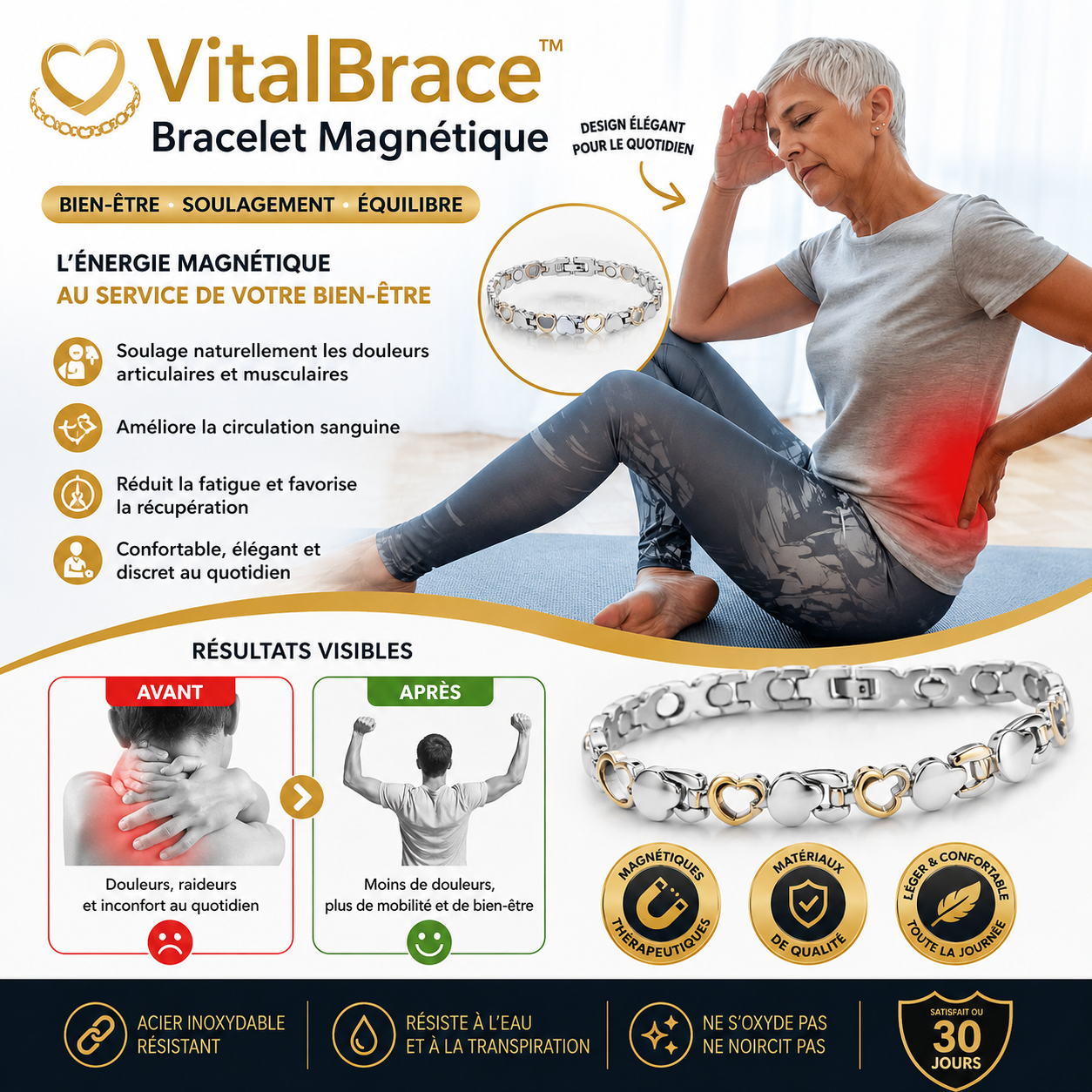 VitalBrace™ Bracelet Magnétique | Soulagez vos douleurs, dormez mieux et retrouvez votre énergie en 24 heures !