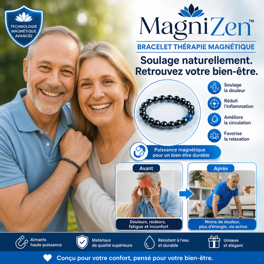 MagniZen™ Bracelet Thérapie Magnétique | Soulagez douleurs articulaires et nerveuses en 72 heures, sans comprimés ni chirurgie !