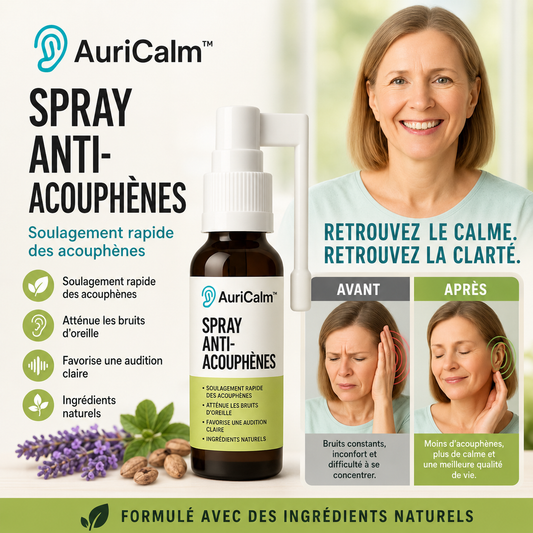 AuriCalm™ Spray Anti-Acouphènes | Un soulagement perceptible en seulement 7 jours !