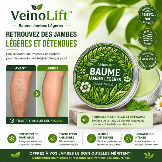 VeinoLift™ Baume Jambes Légères | Lissez les veines visibles et retrouvez des jambes légères !