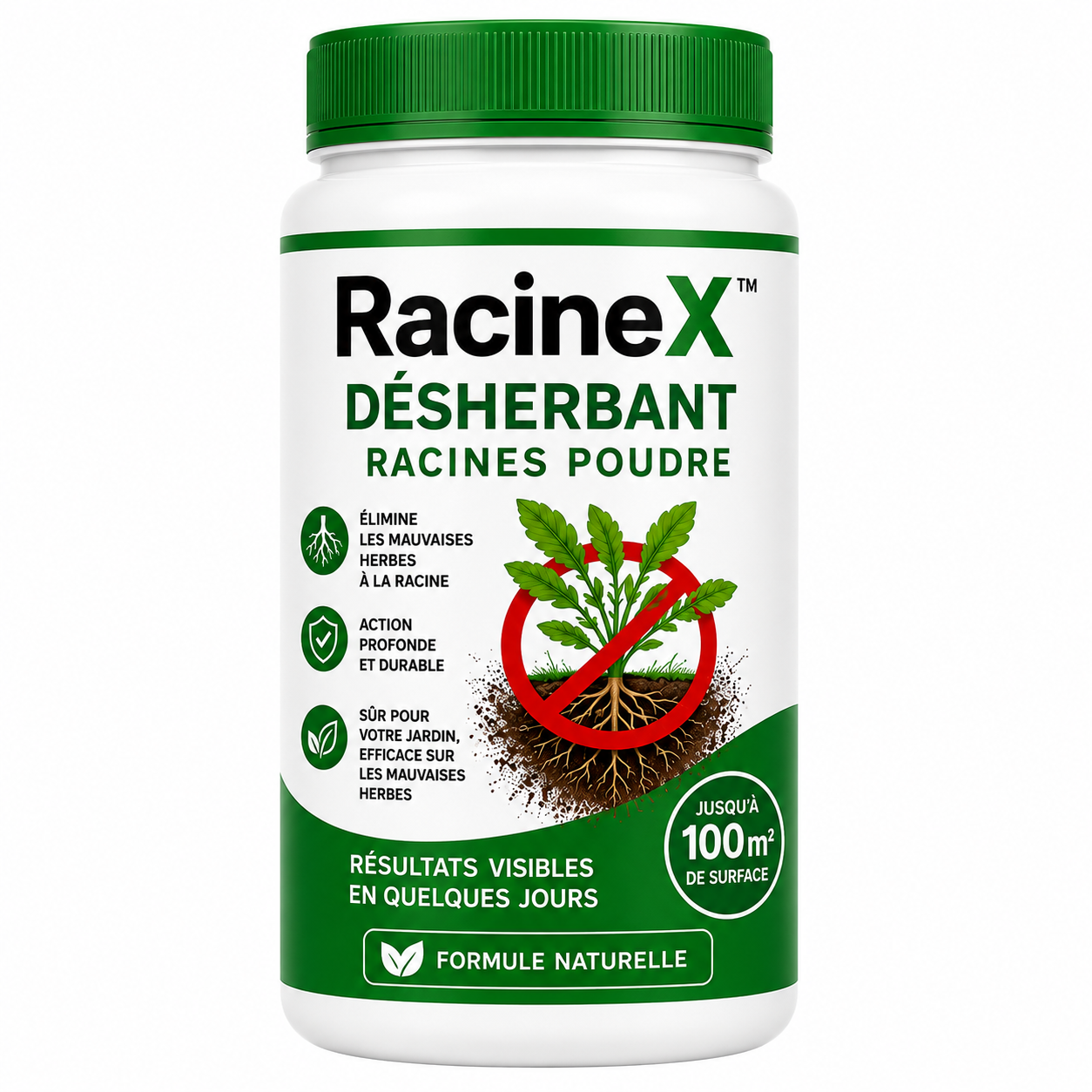 RacineX™ Désherbant Racines Poudre | Éliminez les mauvaises herbes jusqu’à la racine en 24 heures !