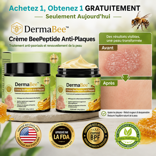 DermaBee™ Crème BeePeptide Anti-Plaques | Supprime boutons, verrues et plaques de psoriasis en 14 jours, sans brûlure ni cortisone !