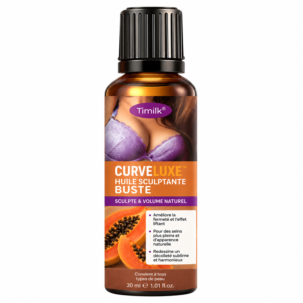 CurveLuxe™ Huile Sculptante Buste | Galbez et redonnez du volume à votre poitrine en 10 minutes, sans chirurgie ni injections !