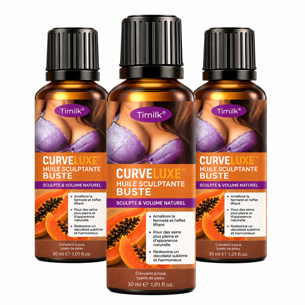 CurveLuxe™ Huile Sculptante Buste | Galbez et redonnez du volume à votre poitrine en 10 minutes, sans chirurgie ni injections !