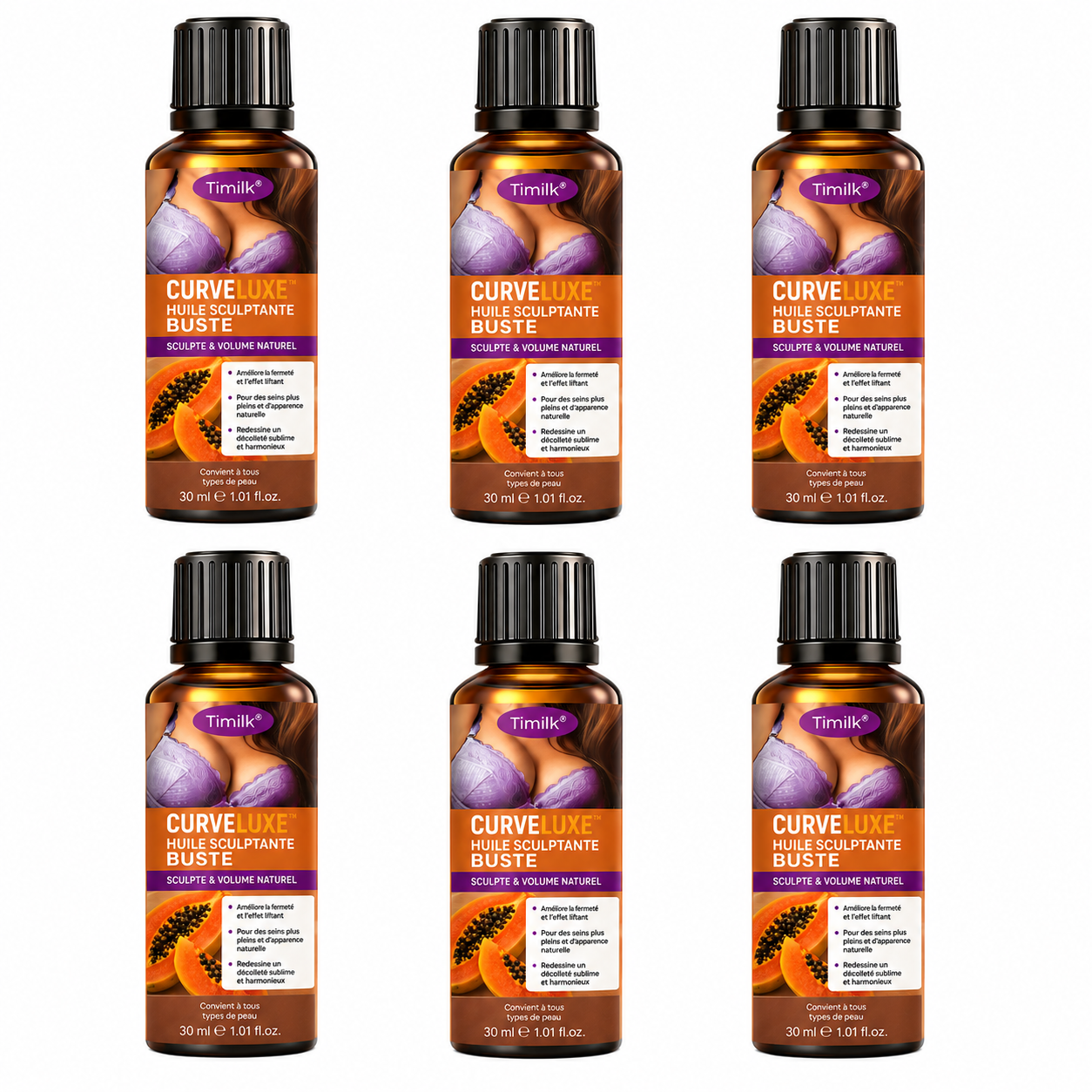 CurveLuxe™ Huile Sculptante Buste | Galbez et redonnez du volume à votre poitrine en 10 minutes, sans chirurgie ni injections !