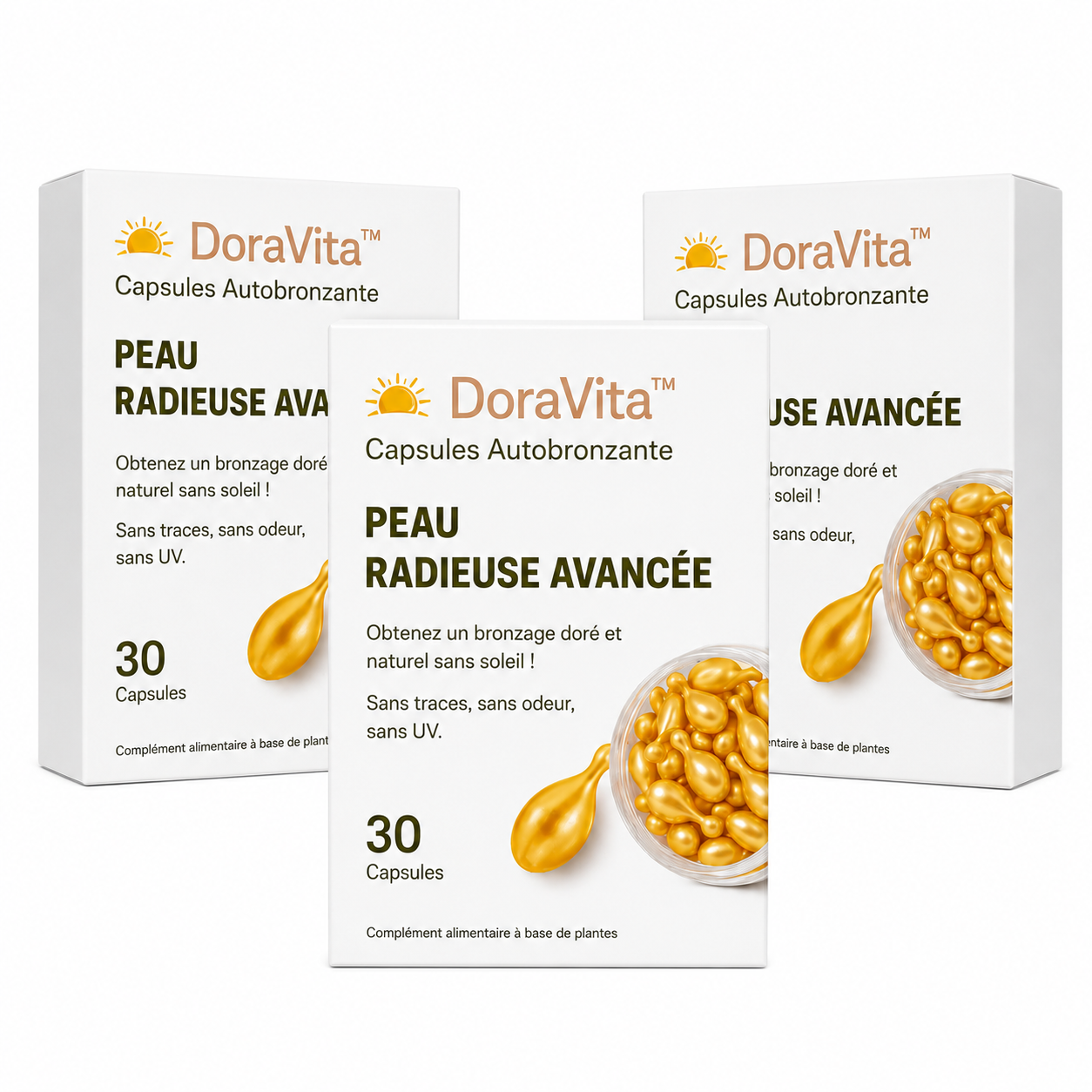 DoraVita™ Capsules Autobronzante | Obtenez un bronzage éclatant et uniforme en seulement 5 jours sans aucun dommage causé par les UV !