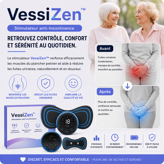 VessiZen™ Stimulateur anti-Incontinence | Reprenez le contrôle total de votre vessie en seulement 7 jours, sans honte, sans efforts !