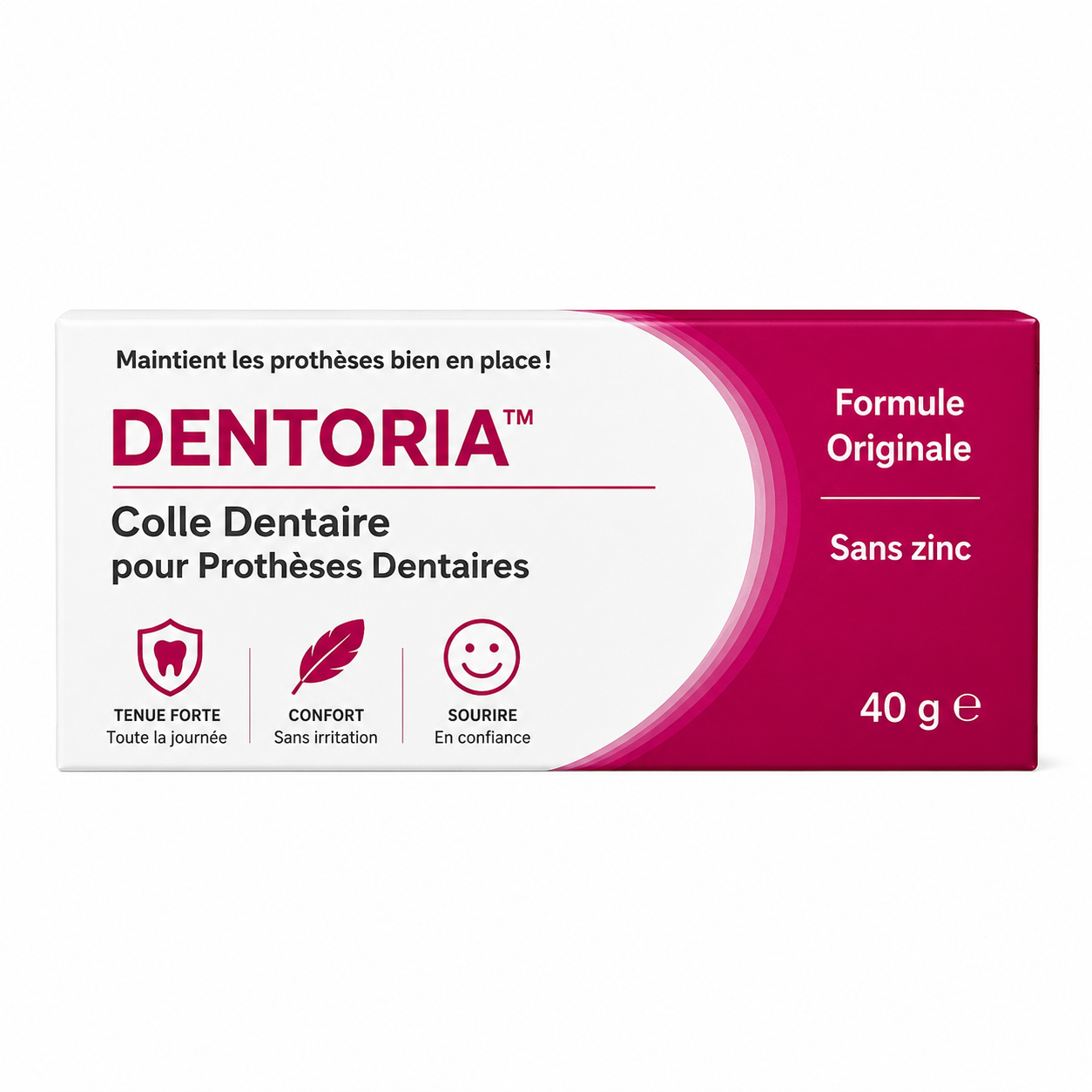 Dentoria™ Colle Dentaire | L’adhésif pour prothèses dentaires qui maintient vos prothèses en place jusqu’à 4 jours sans jamais vous laisser tomber !