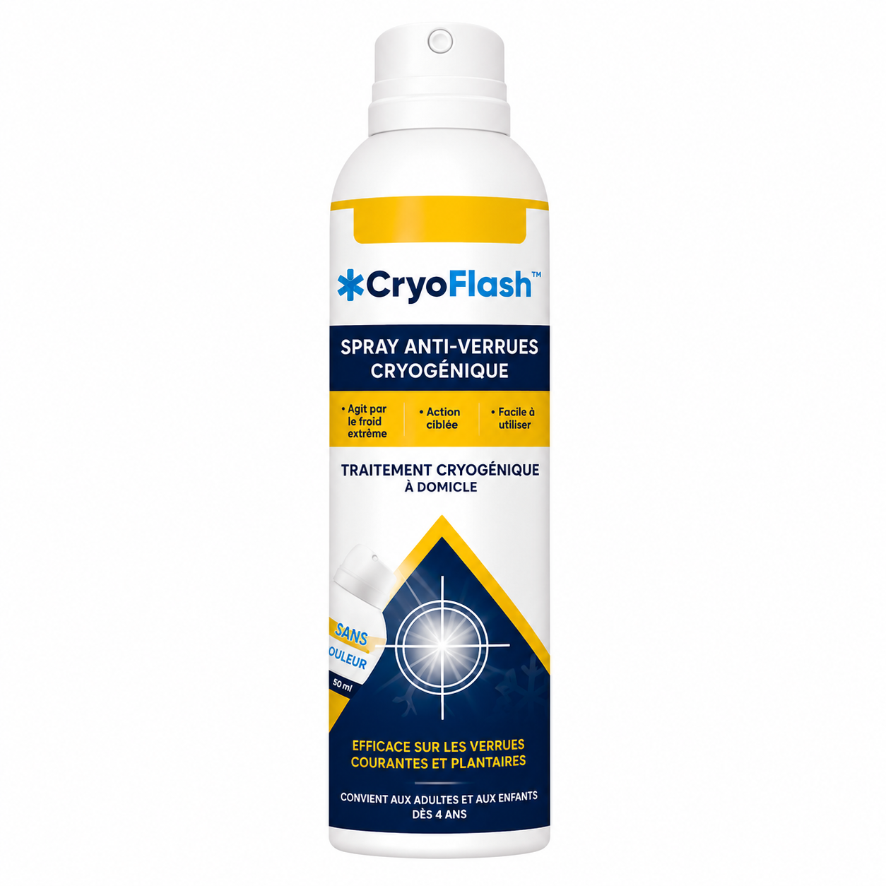 CryoFlash™ Spray Anti-Verrues Cryogénique | Élimine jusqu’à 98 % des verrues, grains de beauté et acrochordons en seulement 7 jours !