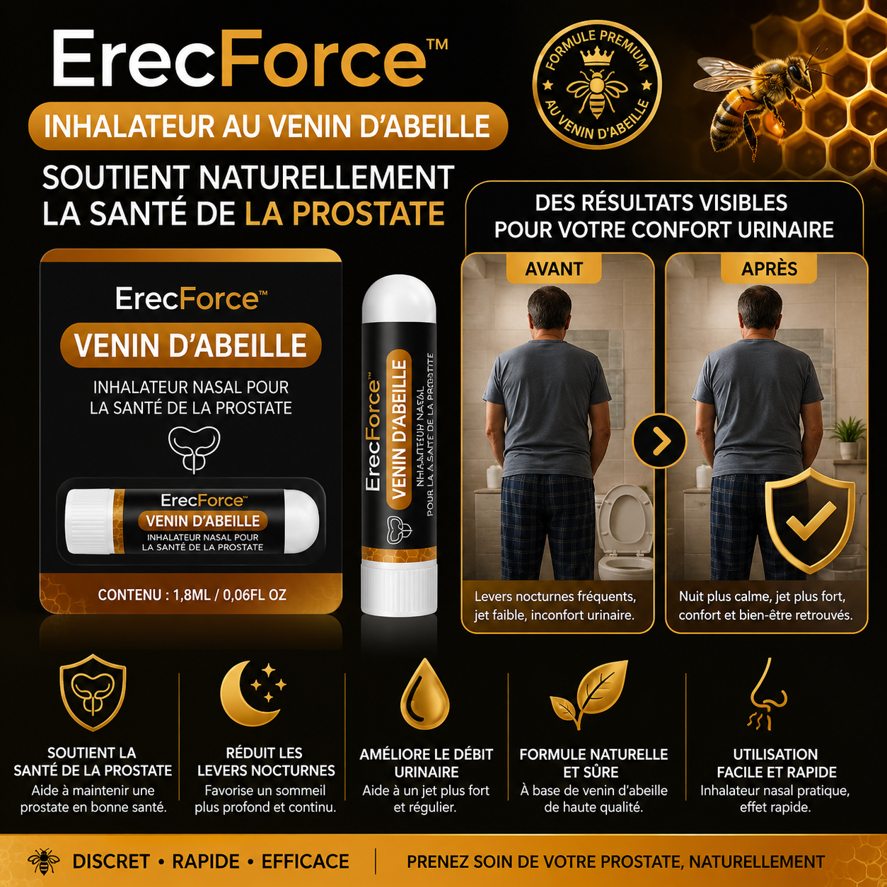 ErecForce™ Inhalateur au Venin d’Abeille | Obtenez une érection dure comme l’acier en quelques minutes !