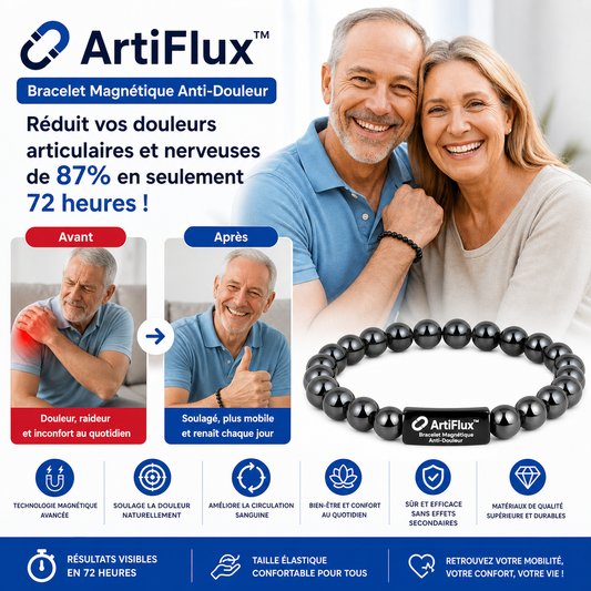 ArtiFlux™ Bracelet Magnétique Anti-Douleur | Réduit vos douleurs articulaires et nerveuses de 87% en seulement 72 heures !