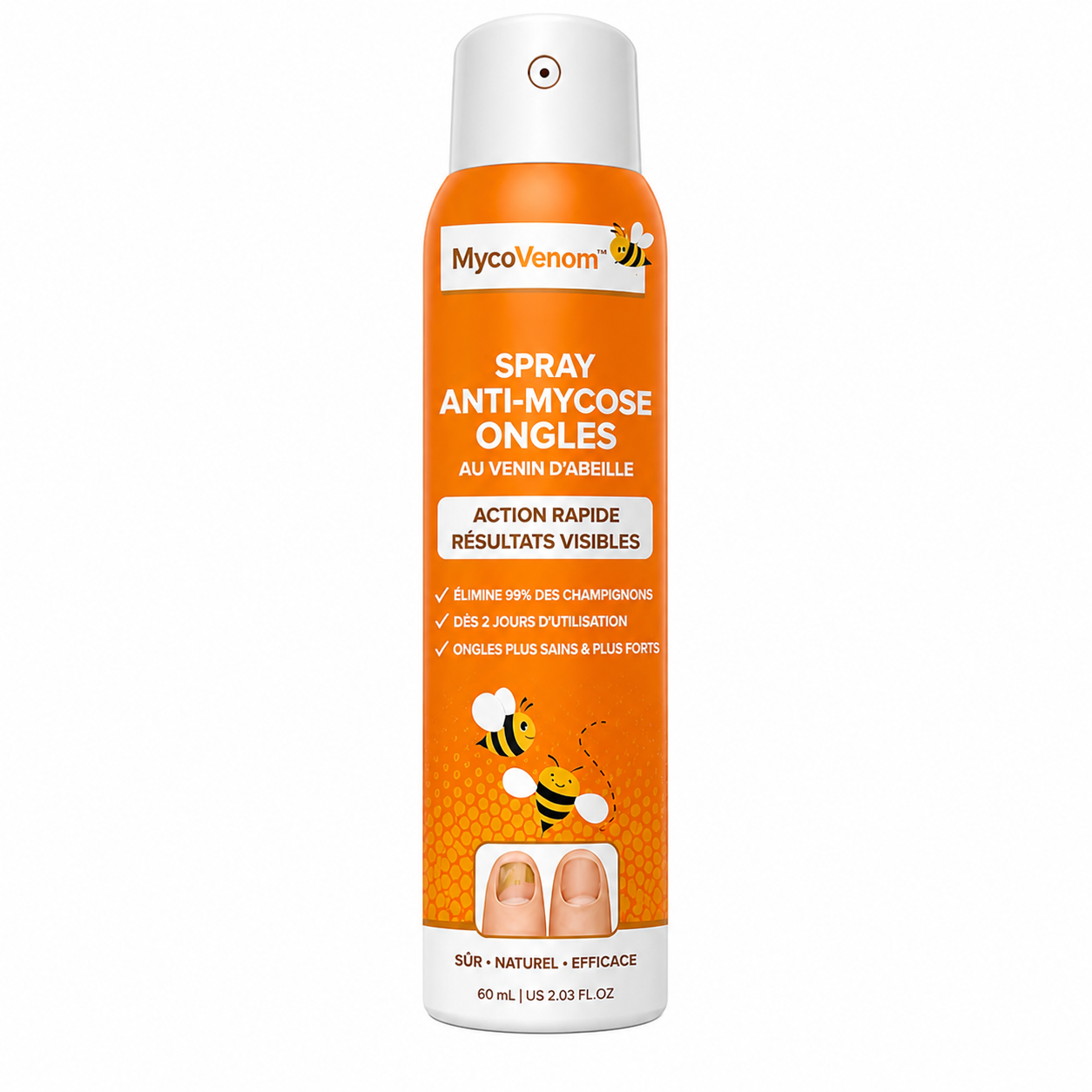 MycoVenom™ Spray Anti-Mycose Ongles au Venin d'Abeille | Éradique 99% du champignon en seulement 2 jours !