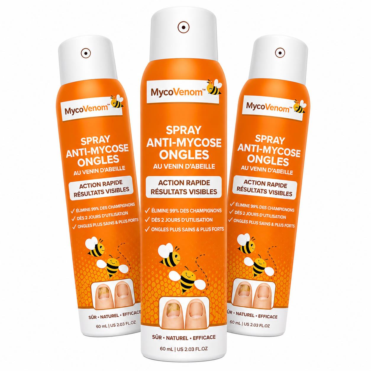 MycoVenom™ Spray Anti-Mycose Ongles au Venin d'Abeille | Éradique 99% du champignon en seulement 2 jours !