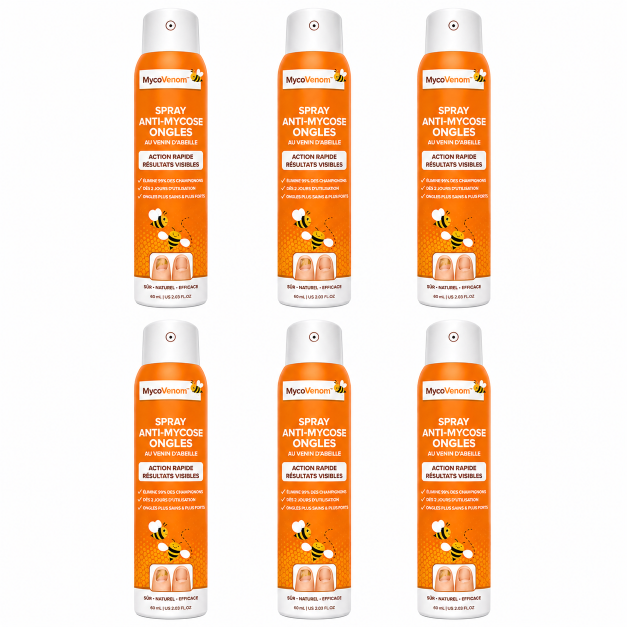 MycoVenom™ Spray Anti-Mycose Ongles au Venin d'Abeille | Éradique 99% du champignon en seulement 2 jours !