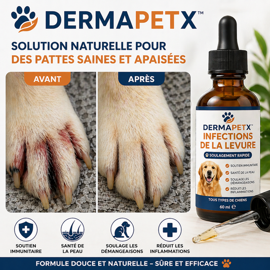 DermapetX™ Soin Anti-Mycoses pour Animaux | Stoppez grattage et léchage en quelques jours !