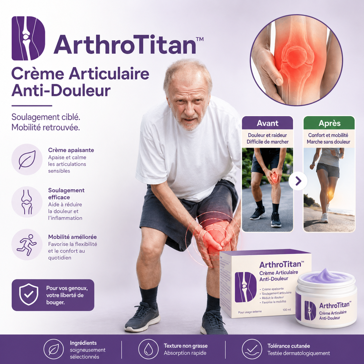 ArthroTitan™ Crème Articulaire Anti-Douleur | Élimine les douleurs articulaires jusqu'à 87 % en seulement 48 heures !
