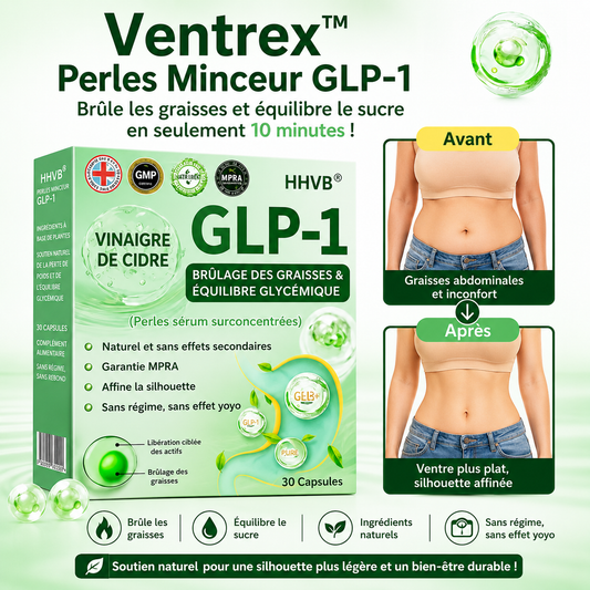 Ventrex™ Perles Minceur GLP-1 | Brûle les graisses et équilibre le sucre en 10 minutes!