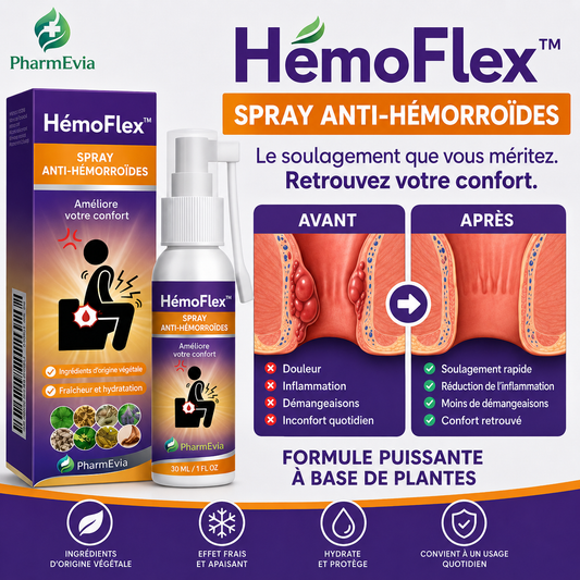 HémoFlex™ Spray Anti-Hémorroïdes | Éliminez les hémorroïdes dès la première application, sans pommade ni ordonnance !