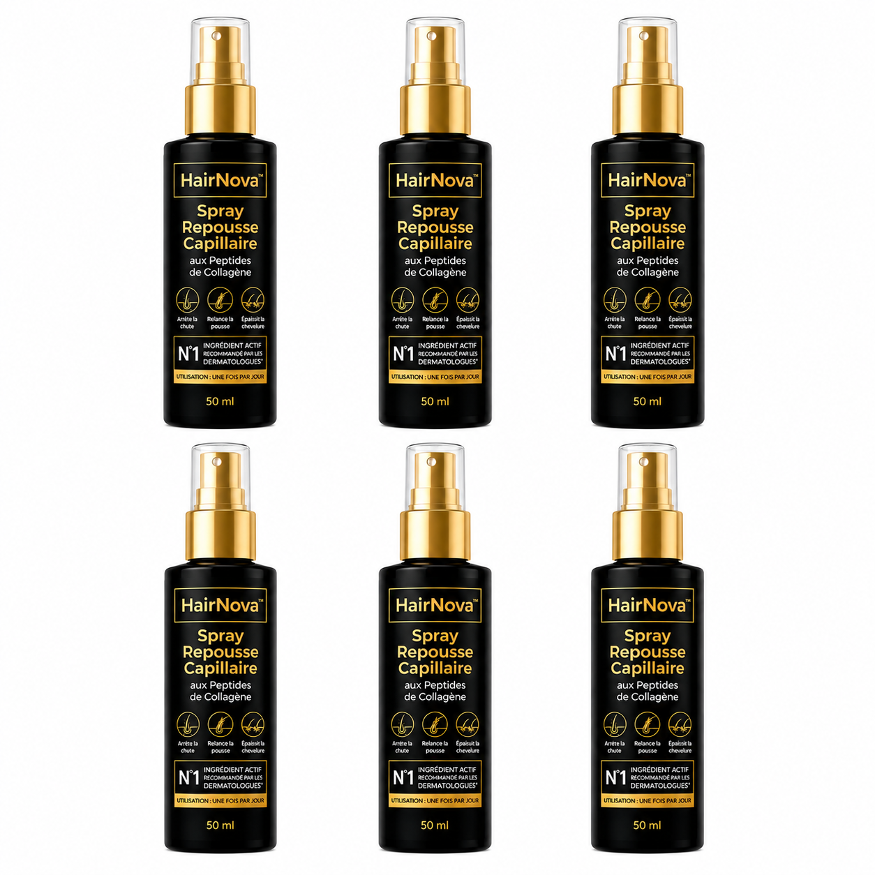 HairNova™ Spray Repousse Capillaire aux Peptides de Collagène | Relancez la pousse des cheveux et épaississez votre chevelure en 3 minutes!