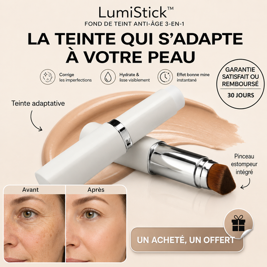 LumiStick™ Fond de Teint Anti-Âge 3-en-1 | Lissez rides, taches et cernes en quelques secondes !
