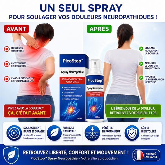 PicoStop™ Spray Neuropathie | Stoppez picotements et engourdissements dès la première application !