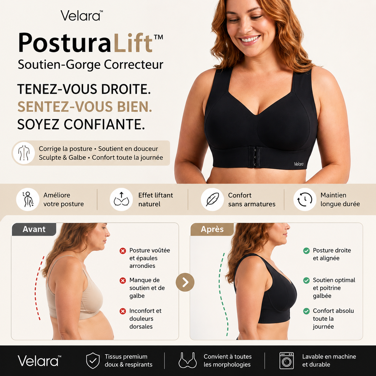 PosturaLift™ Soutien-Gorge Correcteur | Redressez votre dos, galbez votre poitrine et soulagez vos épaules !