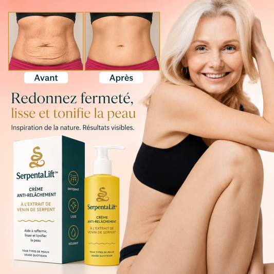 SerpentaLift™ Crème Anti-Relâchement à l’Extrait de Venin de Serpent | Raffermit la peau à 89 % en 3 jours – Sans chirurgie!