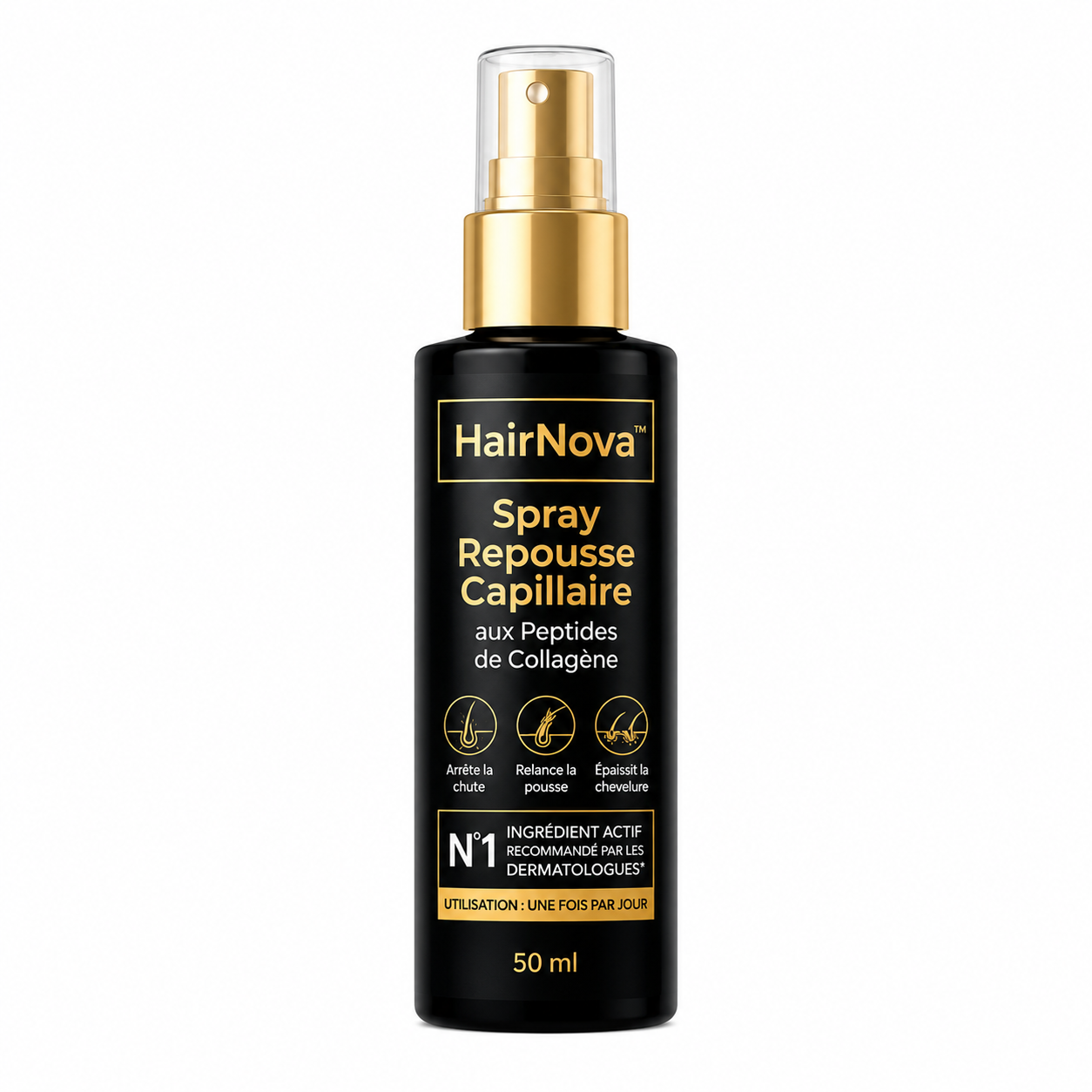 HairNova™ Spray Repousse Capillaire aux Peptides de Collagène | Relancez la pousse des cheveux et épaississez votre chevelure en 3 minutes!