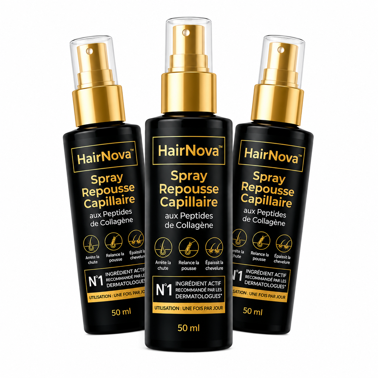 HairNova™ Spray Repousse Capillaire aux Peptides de Collagène | Relancez la pousse des cheveux et épaississez votre chevelure en 3 minutes!