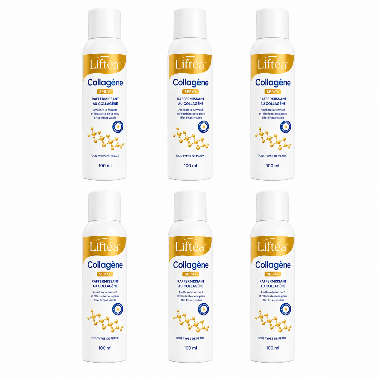 Liftéa™ Spray Raffermissant au Collagène | Raffermit la peau relâchée et lisse les rides en 24h, sans injection ni chirurgie !