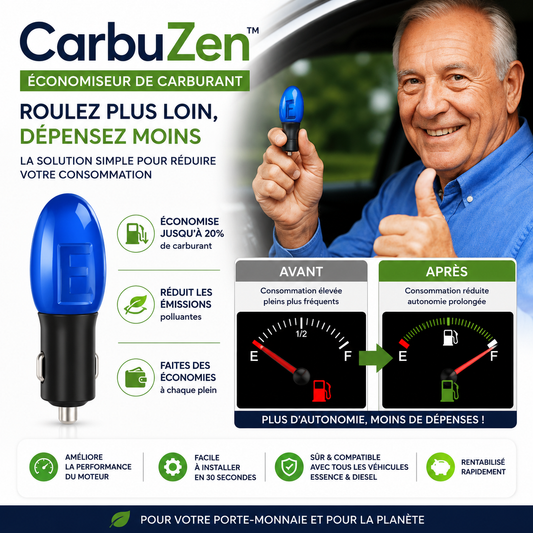 CarbuZen™ Économiseur de Carburant | Économisez jusqu’à 30% d’essence à chaque plein, sans additif ni passage au garage !