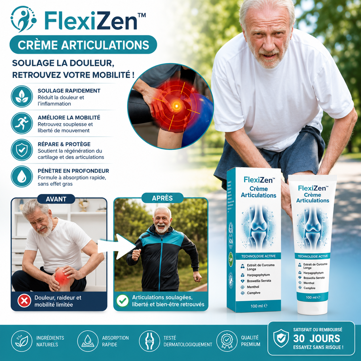 FlexiZen™ Crème Articulations | Soulagez vos douleurs et raideurs articulaires en seulement 2 minutes !