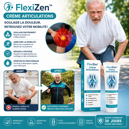 FlexiZen™ Crème Articulations | Soulagez vos douleurs et raideurs articulaires en seulement 2 minutes !