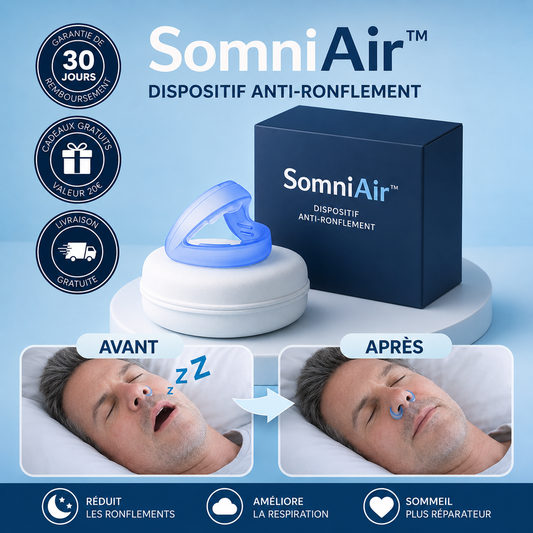 SomniAir™ Dispositif Anti-Ronflement | Stoppez les ronflements et dormez paisiblement en quelques secondes !