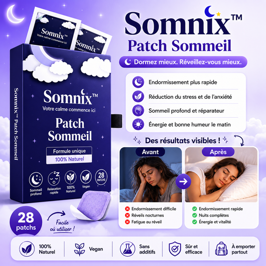 Somnix™ Patch Sommeil | Dormez toute la nuit dès ce soir, sans somnifères ni mélatonine !
