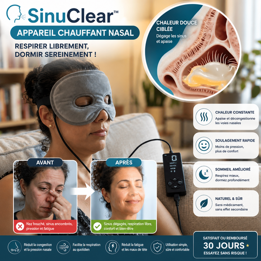SinuClear™ Appareil Chauffant Nasal | Soulage la congestion nasale jusqu’à 90 % en seulement 10 minutes !