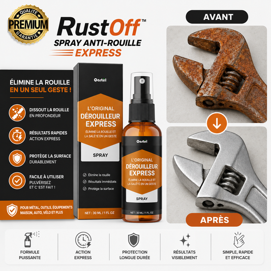 RustOff™ Spray Anti-Rouille Express | Pulvérisez, attendez 5 minutes et retrouvez des surfaces propres, sans frotter !