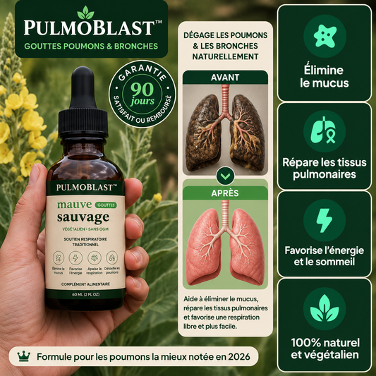 PulmoBlast™ Gouttes Poumons & Bronches | Nettoyez vos voies respiratoires et respirez enfin librement !