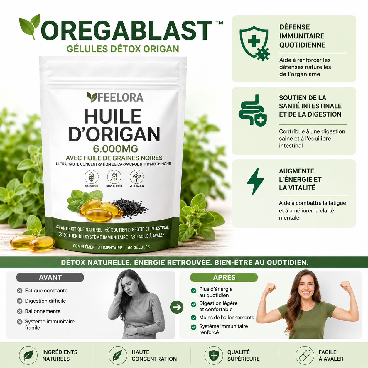 OregaBlast™ Gélules Détox Origan | Nettoyez votre organisme et retrouvez un ventre plus léger en 7 jours !