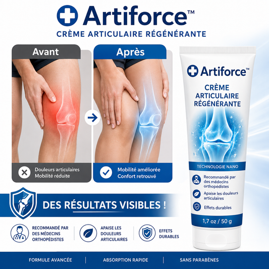 Artiforce™ Crème Articulaire Régénérante | Éliminez jusqu’à 97 % de vos douleurs articulaires en seulement 4 jours !